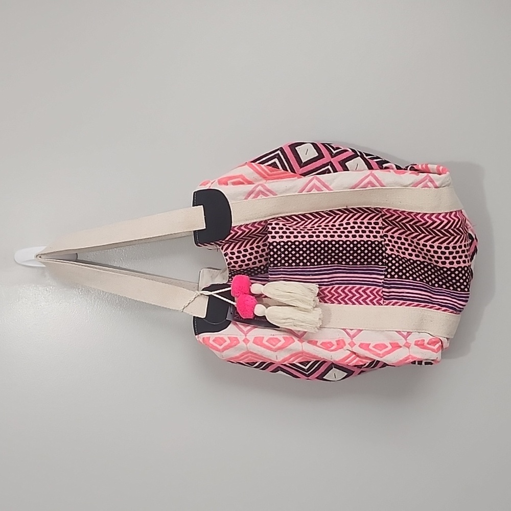 Boho Pink and black Patterned Hobo Tote Bag - read description - NWOT.
